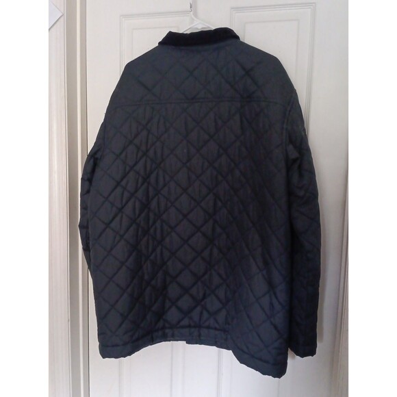 Chaps Quilted Jacket Navy Blue Coat Snap Front Corduroy Collar - Picture 2 of 3